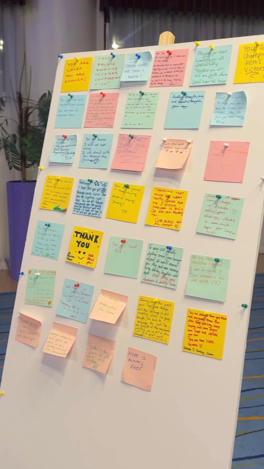 At our Annual Gala Dinner earlier this year, held at @movenpicknairobi, we invited our guests to take a moment to write words of encouragement for the children and families who would come through the doors of 1 Hope House.

We passed around sticky notes, and what started as a simple gesture became something much more meaningful. Messages of strength, love and hope that now have a place at the house.

For a child or caregiver arriving from far away for treatment, seeing these messages can be a small reminder that they are not alone. We love this initiative because it shows that hope is something we can all contribute to. A few words, written from the heart, can stay with someone long after they are written.

One little note. One big message. YOU ARE NOT ALONE.💛🎗️

#HopeForCancerKids #1HopeHouse #ChildhoodCancer #ChildhoodCancerAwareness #Hope